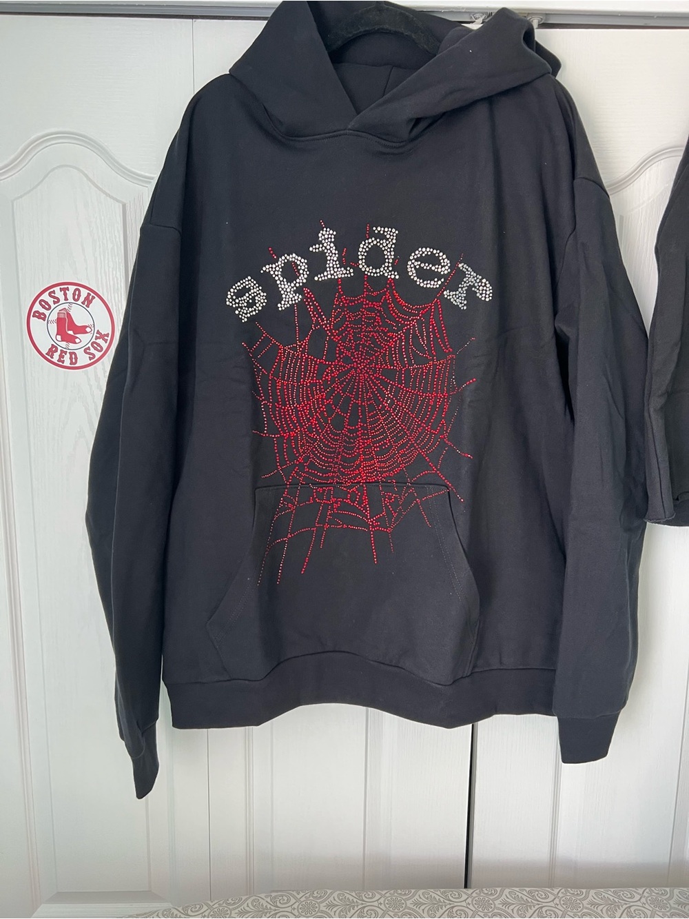 Spyder Black Hoodie with Red Rhinestone Spiderweb - Picture 2 of 5